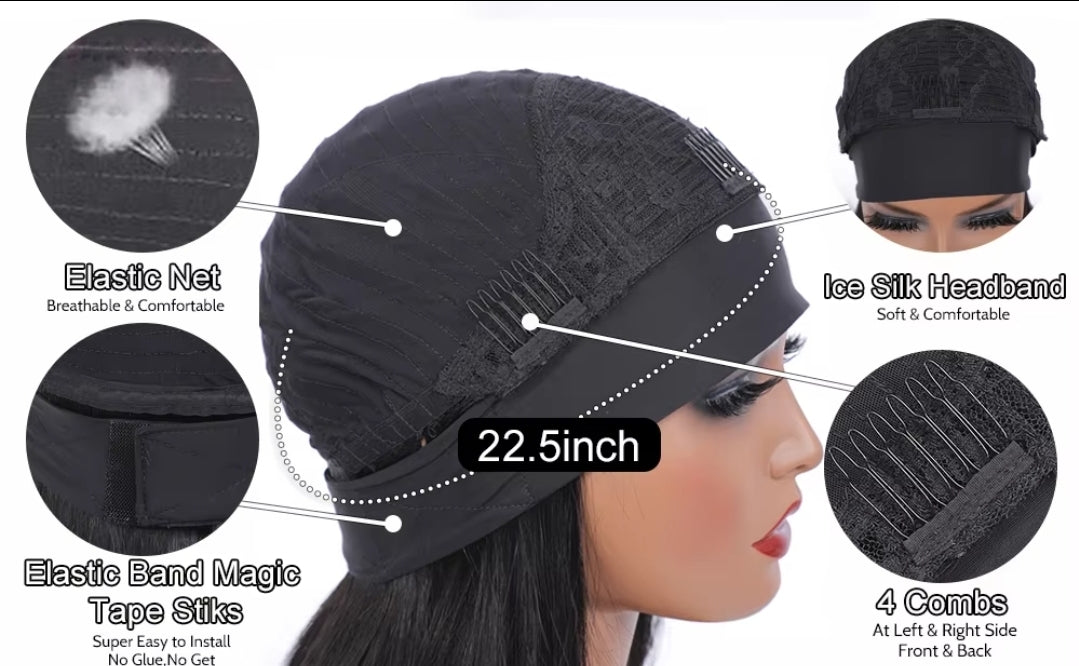 Natural black human hair body wave headband wig for black women