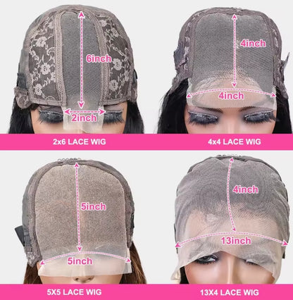 2x6, 4x4, 5X5, 13x4 Short  Straight Brazilian Remy Bob with transparent lace front wig