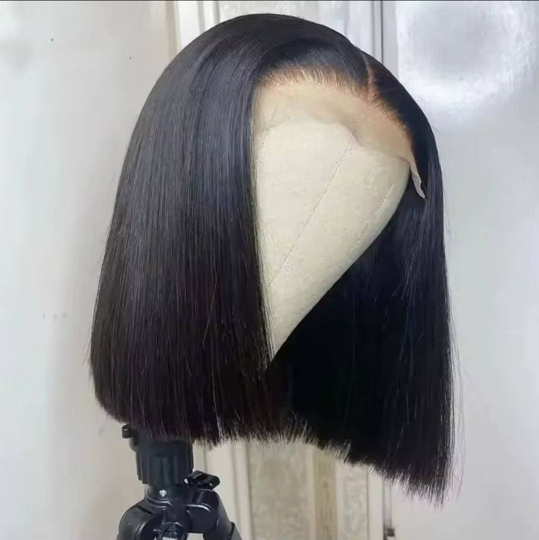 2x6, 4x4, 5X5, 13x4 Short  Straight Brazilian Remy Bob with transparent lace front wig